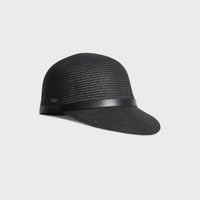 CAPA-SHORT CAP IN STRAW AND LEATHER BAND