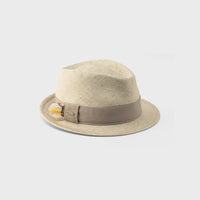 FÉPIN - COLORBLOCK SHORT FEDORA WITH FEATHER