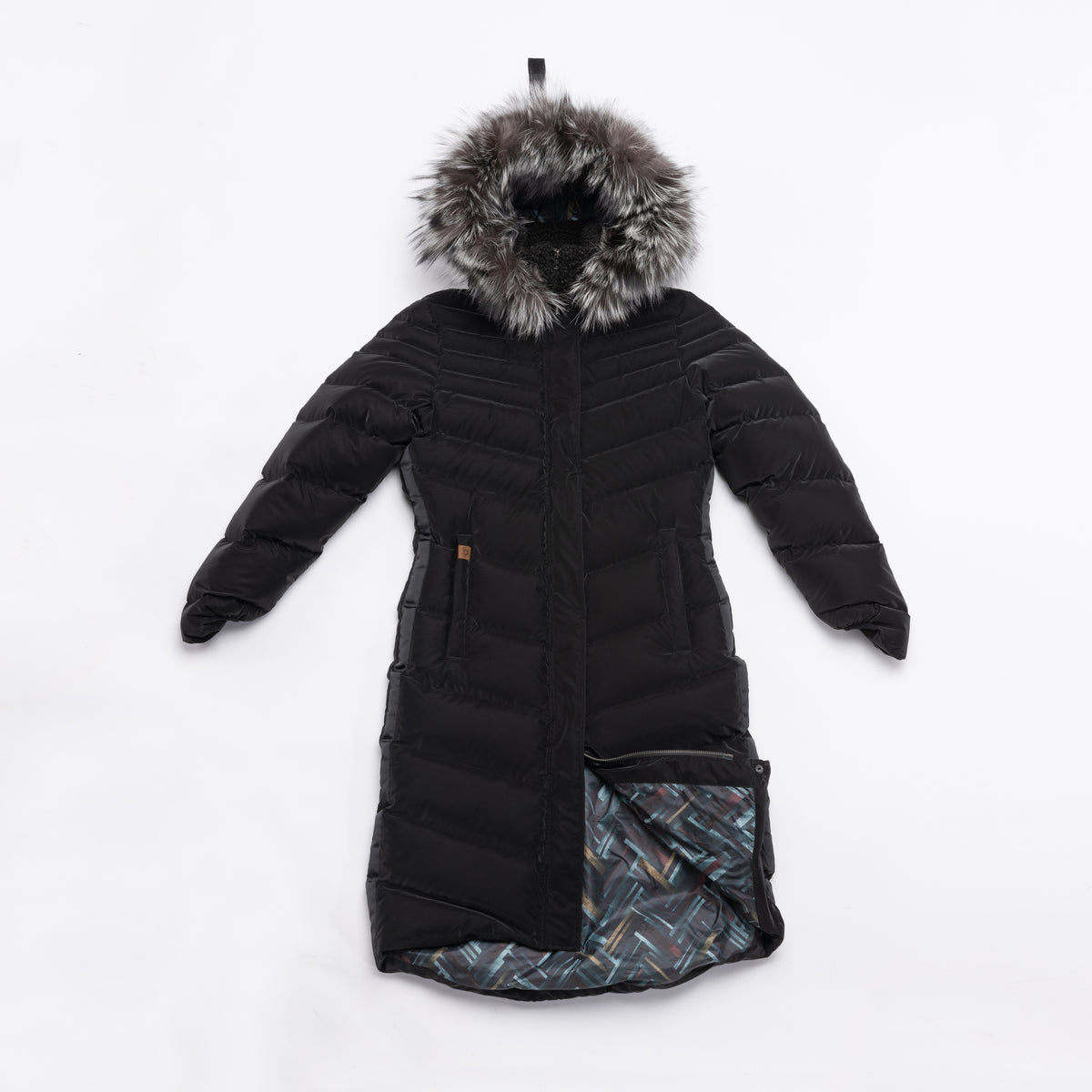 CANMORE - LONG PUFFER COAT WITH FUR TRIM
