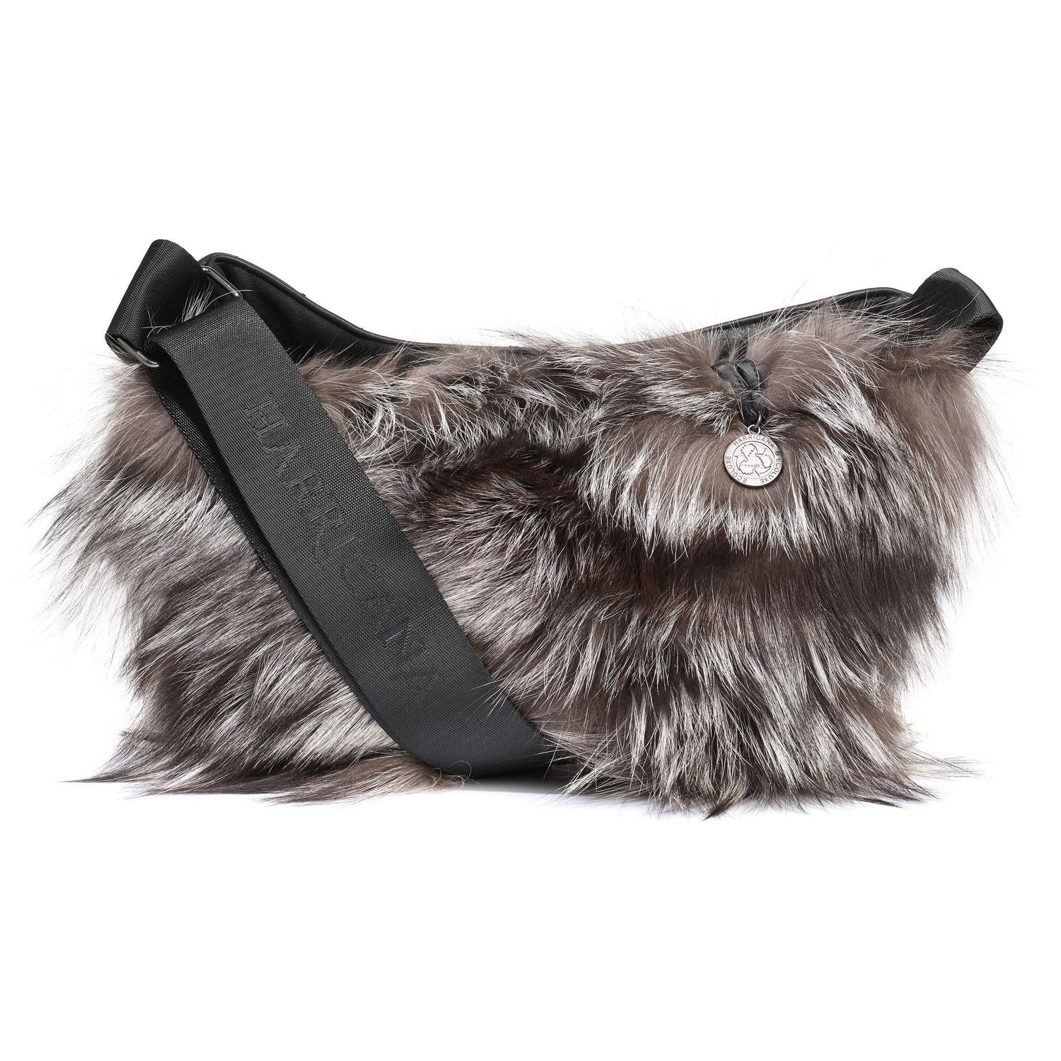 MOON F - LEATHER SATCHEL BAG W UPCYCLED FUR