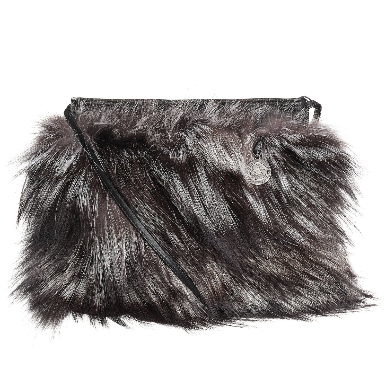 BONNIE F - FLAT CROSSBODY BAG W UPCYCLED FUR