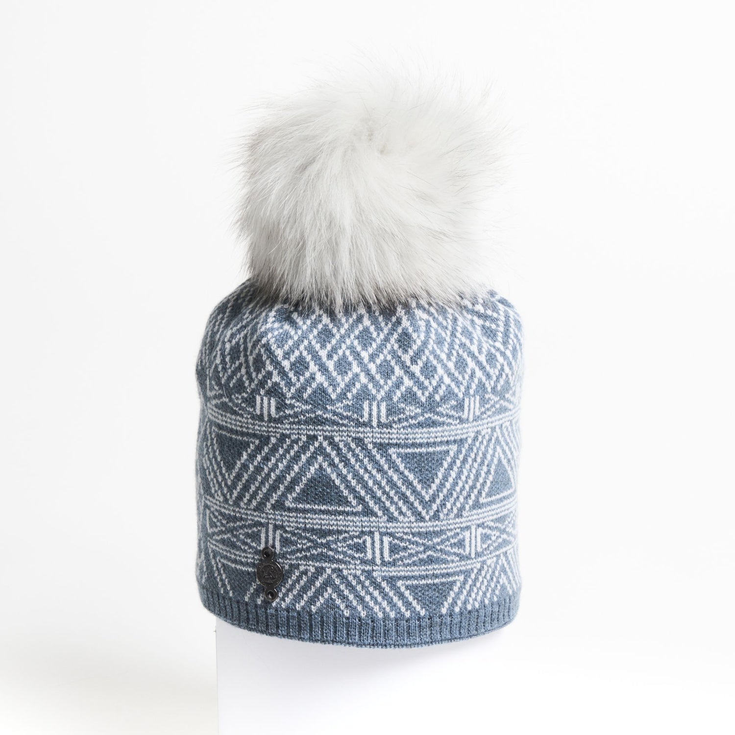 BRANT - BEANIE WITH MULTIPLE PATTERNS AND UPCYCLED FUR POM