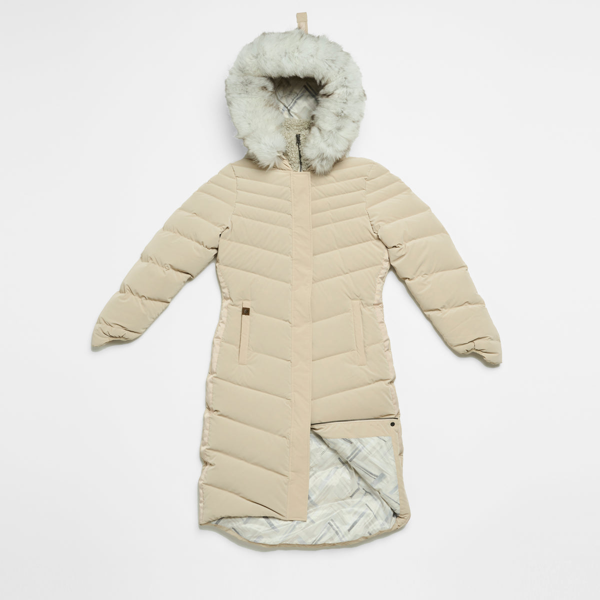 CANMORE - LONG PUFFER COAT WITH FUR TRIM