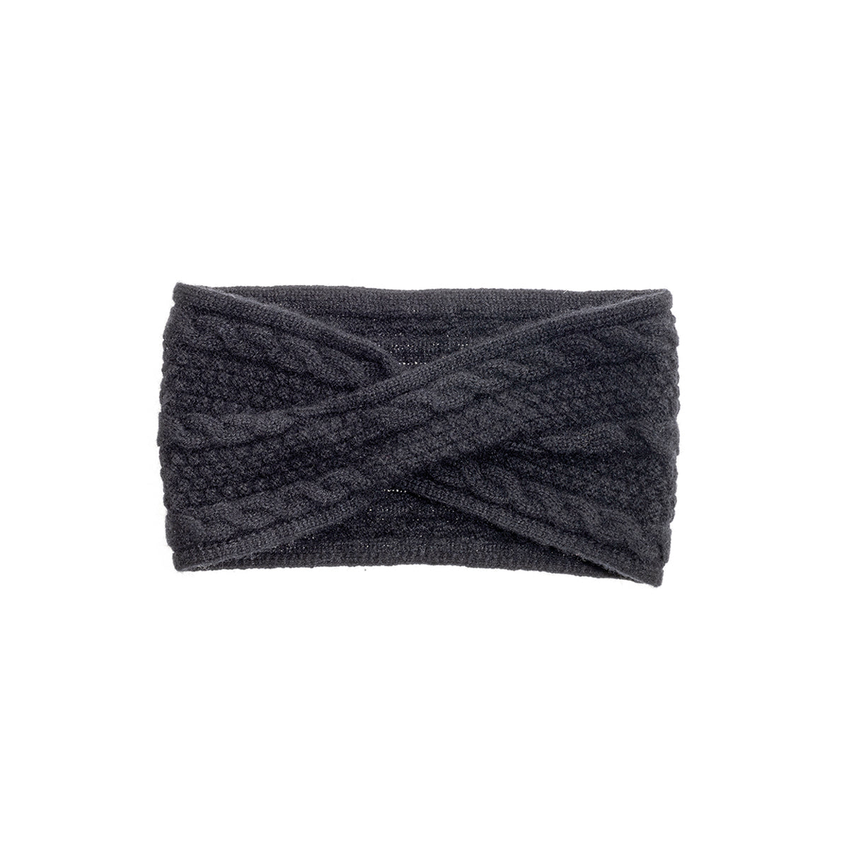 CASHMERE CABLE HEADBAND GOLF  2100 BLACK O/S  